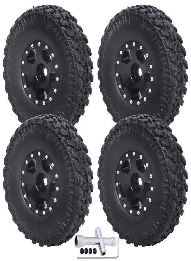 CrazyHobby 1.0 Beadlock Wheels and Tires for 1/24 Axial SCX24 Chevrolet C10 Deadbolt Jeep Jt Gladiator Jeep Wrangler JLU CRC 4WD RC Rock Crawler(Style 1) - Image 1